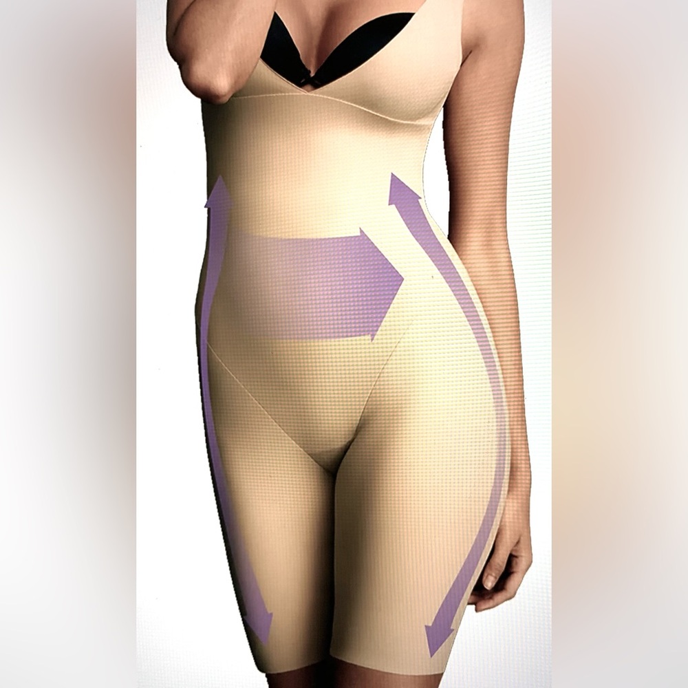 Firm Tummy-Control Instant Slimmer Long Leg Open Bust Body Shaper - Picture 3 of 7